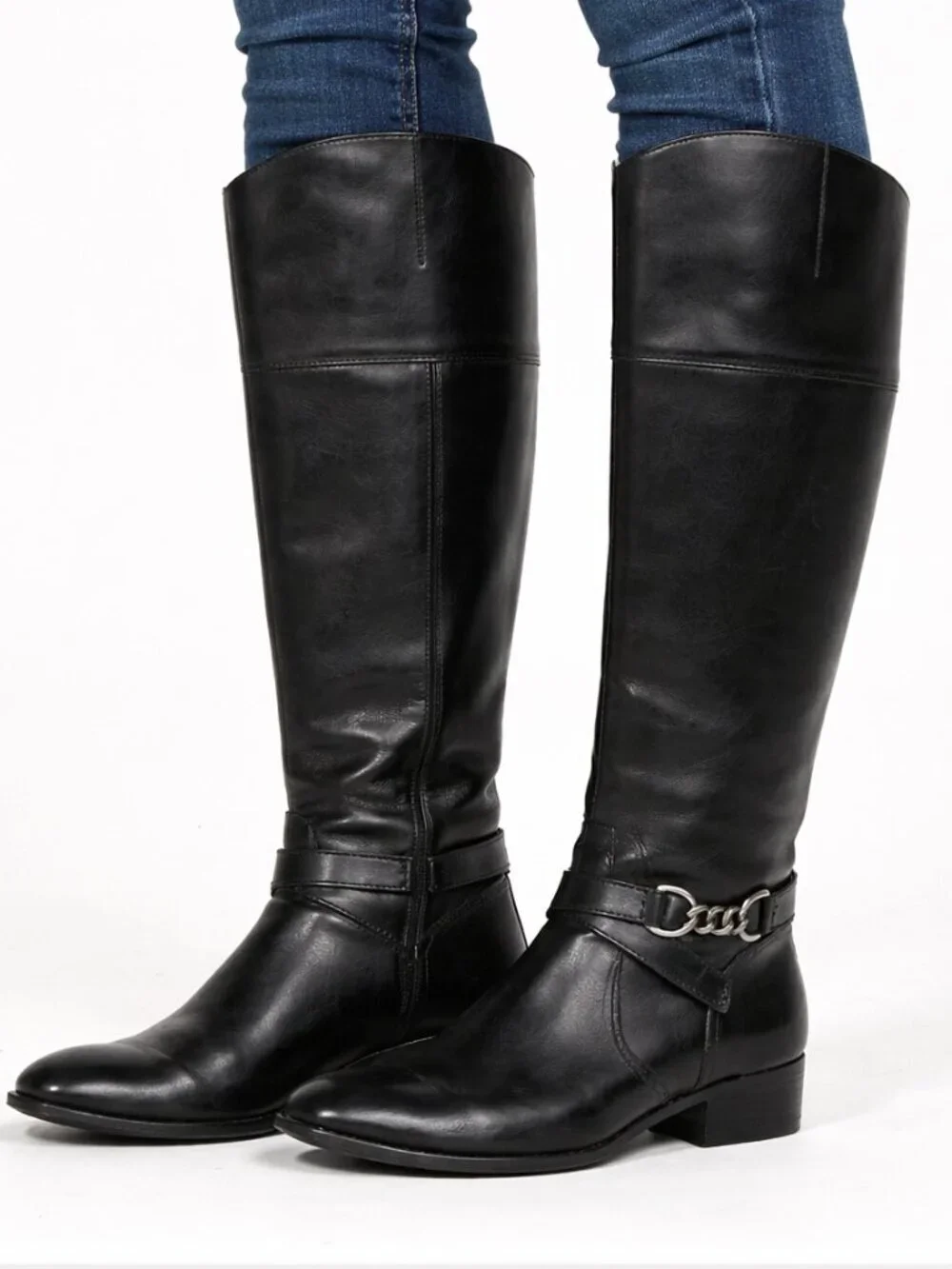 Lauren Ralph Lauren Menna Black Leather Tall Riding Boots Size 6B, Equestrian